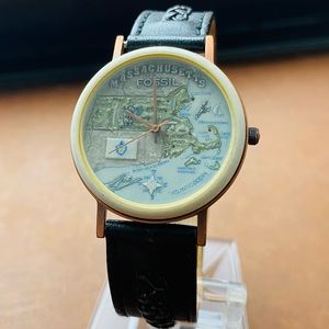 1995 MASSACHUSETTS STONE MAP FOSSIL WATCH BW-6761